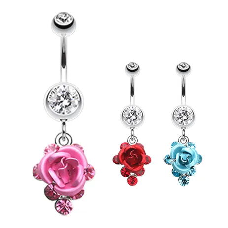 3D Metallic Rosé Belly Dangles