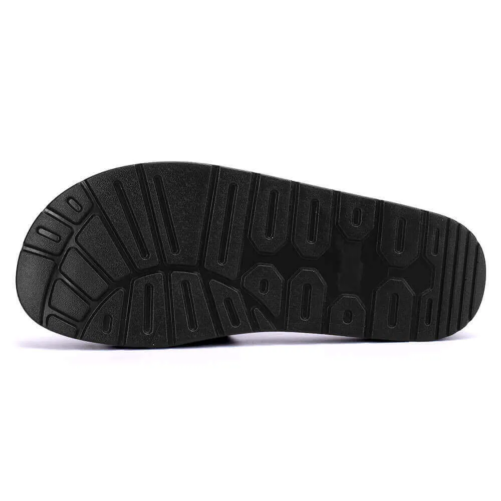 4CM / 1.57 Inches - CMR CHAMARIPA Upgrade | Men's Platform Slippers Height Increasing Slippers Black Non Slip Indoor Outdoor Sandals