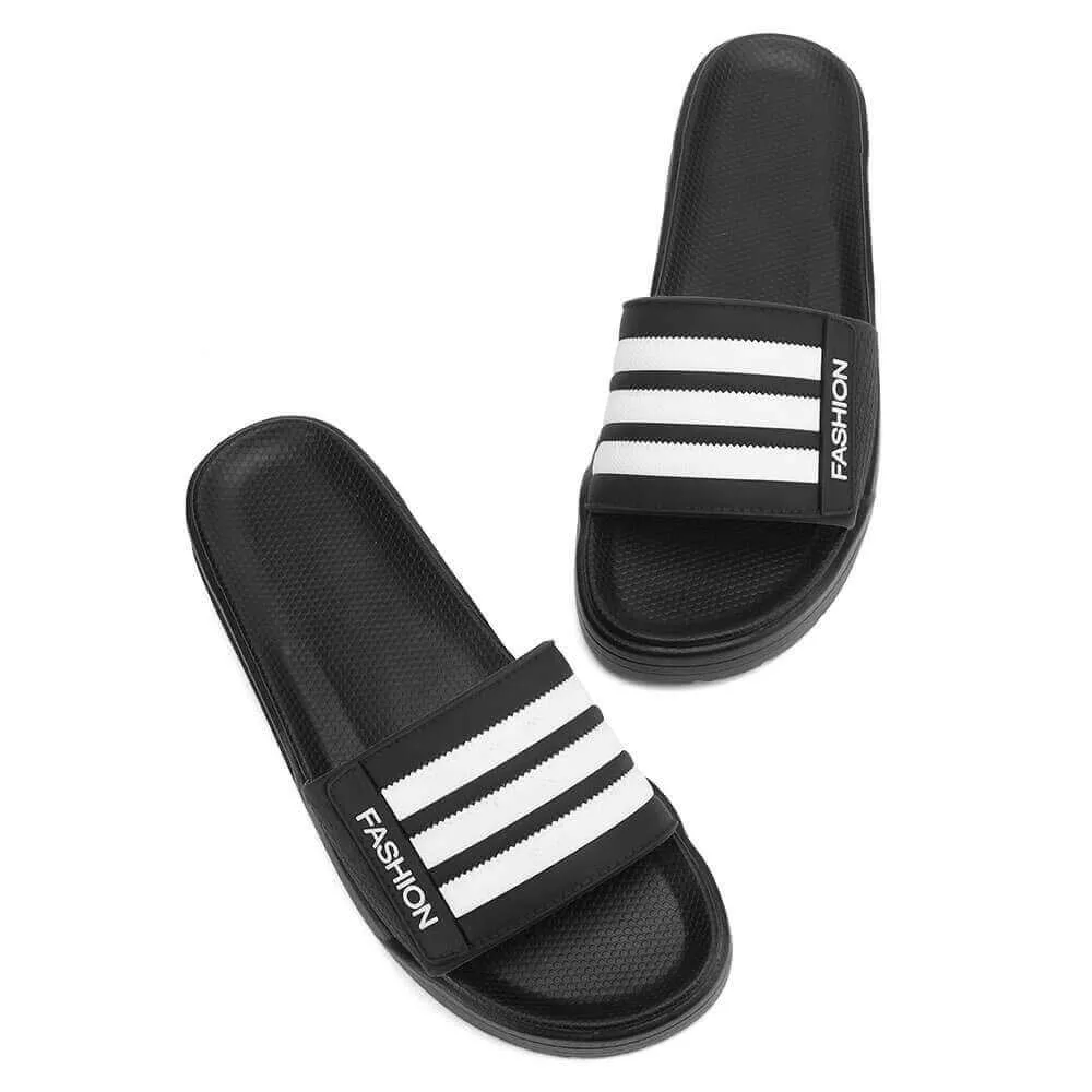 4CM / 1.57 Inches - CMR CHAMARIPA Upgrade | Men's Platform Slippers Height Increasing Slippers Black Non Slip Indoor Outdoor Sandals