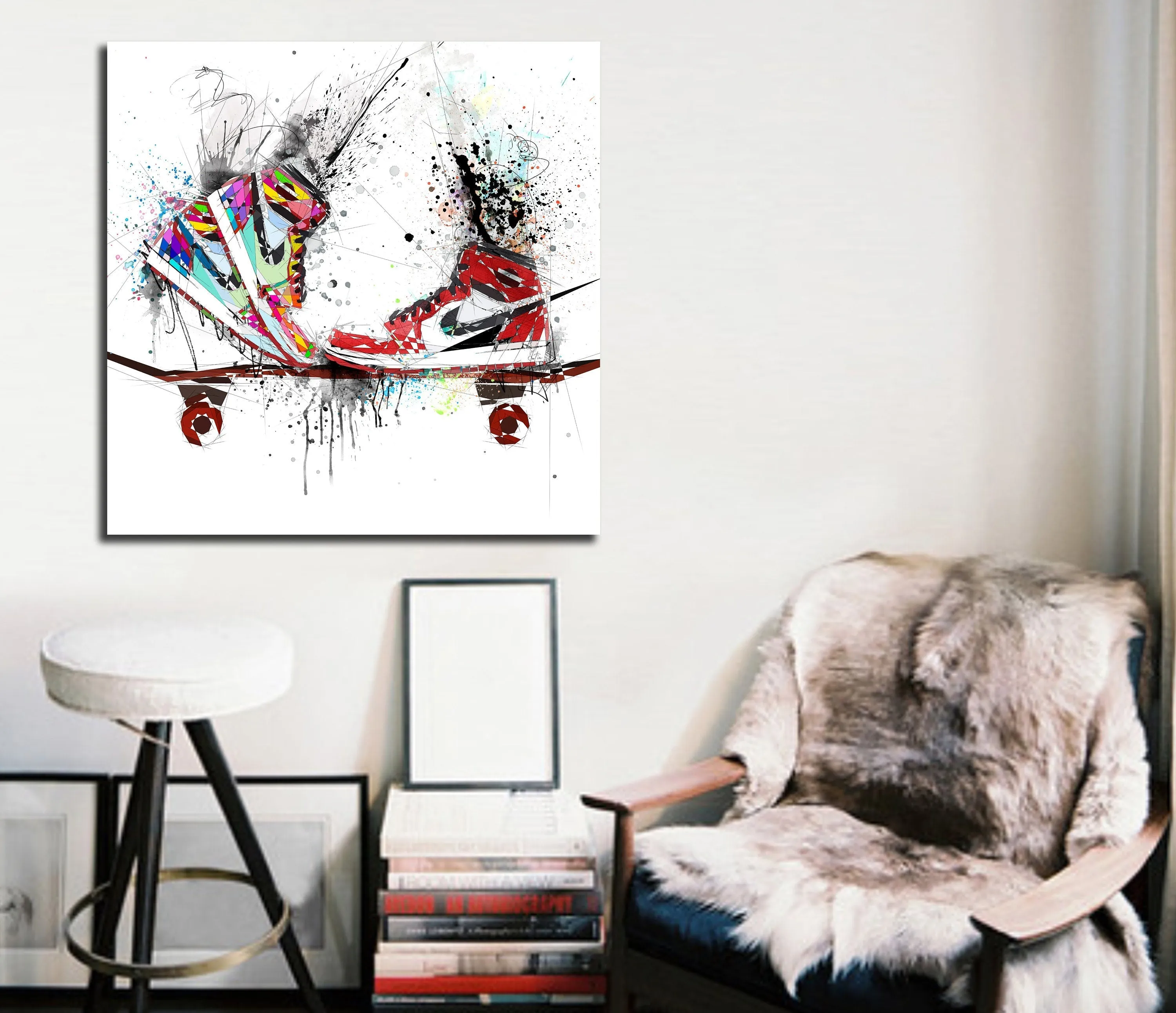 ABSTRACT KISSING SNEAKERS ON SKATEBOARD ART INSPIRED BY AIR JORDANS SNEAKERS //SNK-AJ13