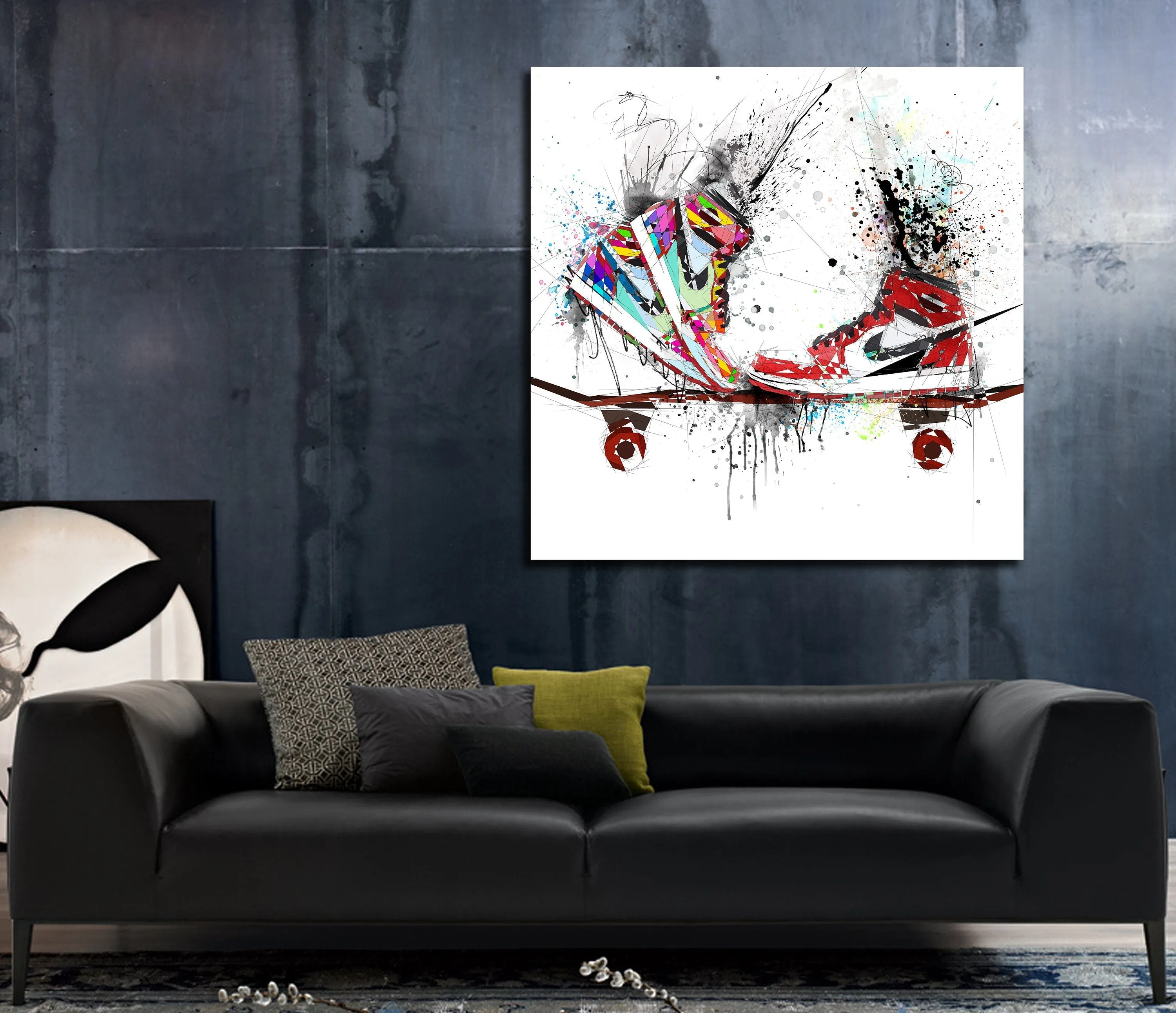 ABSTRACT KISSING SNEAKERS ON SKATEBOARD ART INSPIRED BY AIR JORDANS SNEAKERS //SNK-AJ13