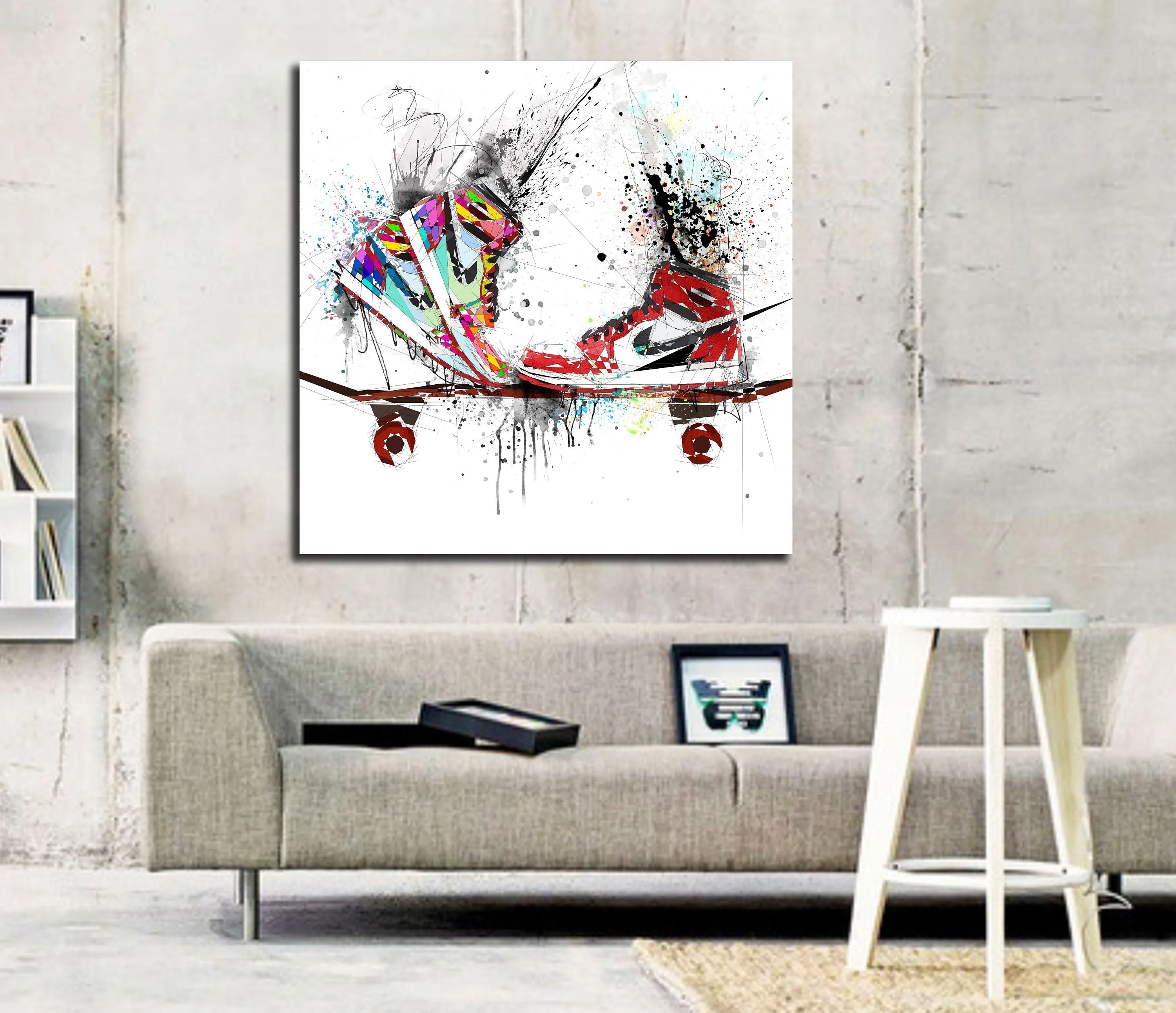 ABSTRACT KISSING SNEAKERS ON SKATEBOARD ART INSPIRED BY AIR JORDANS SNEAKERS //SNK-AJ13