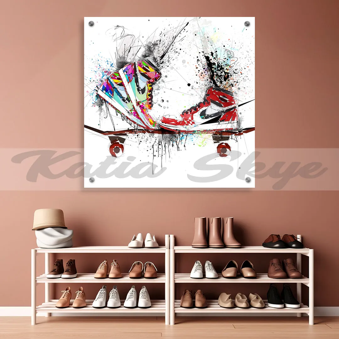 ABSTRACT KISSING SNEAKERS ON SKATEBOARD ART INSPIRED BY AIR JORDANS SNEAKERS //SNK-AJ13