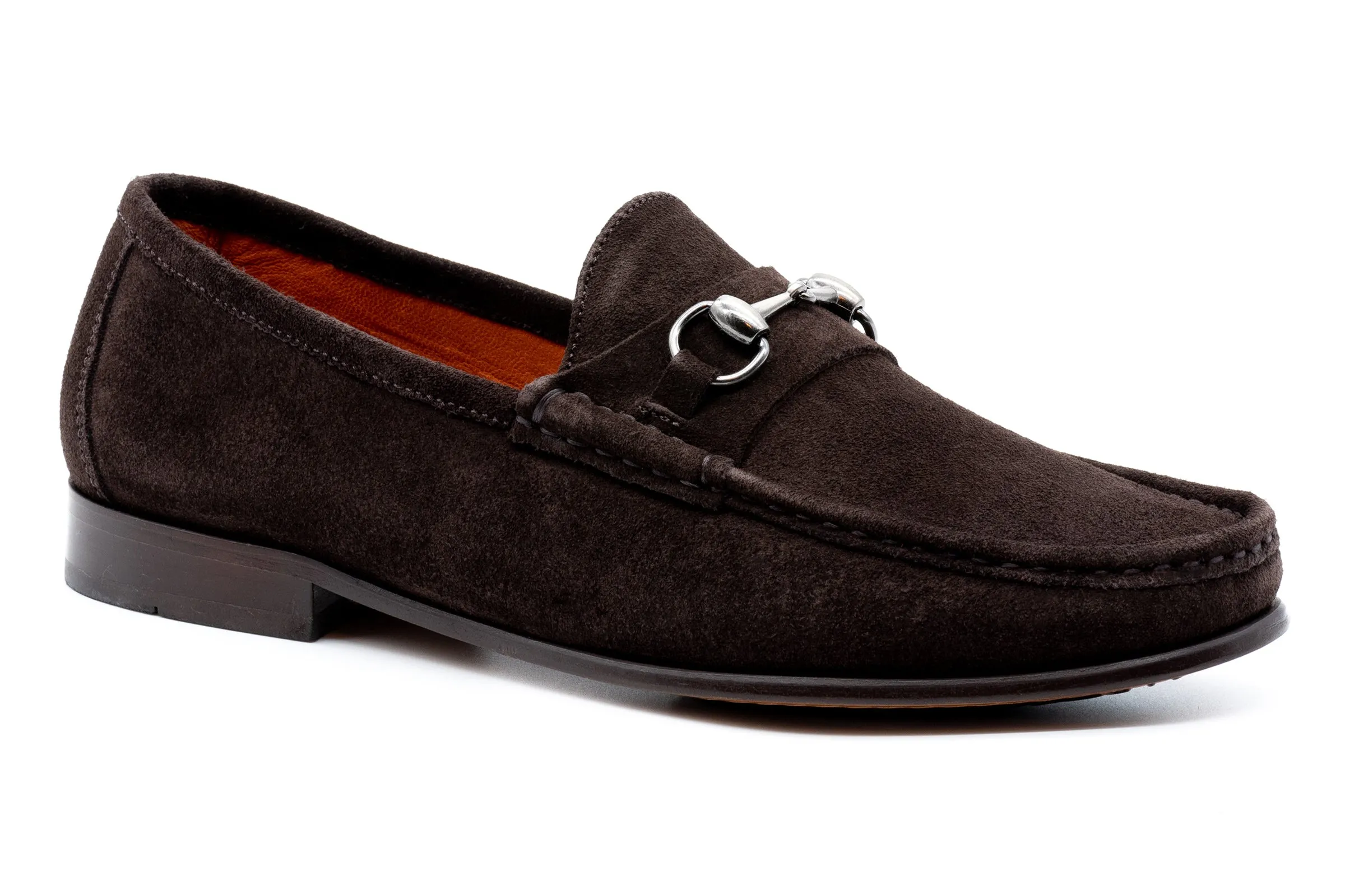 Addison Horse Bit Water Repellent Suede Loafers - Walnut