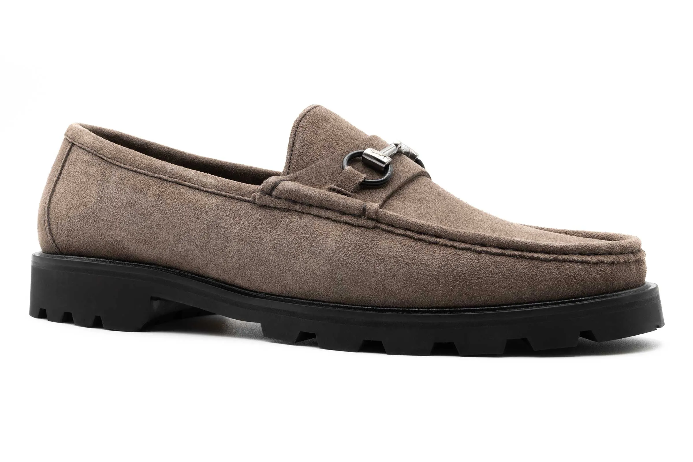 Addison Lug Water Repellent Suede Loafers - Smoke