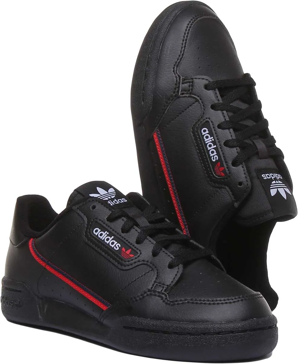 Adidas Continental 80J Leather Trainers In Black For Youth