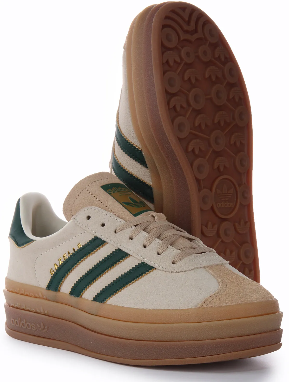 Adidas Gazelle Bold In White Green For Women