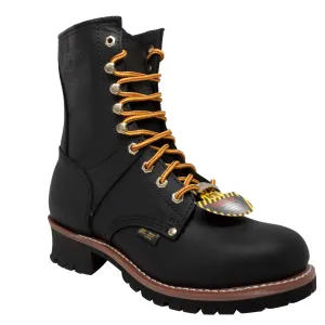 AdTec Men's 9" Waterproof Steel Toe Logger Black