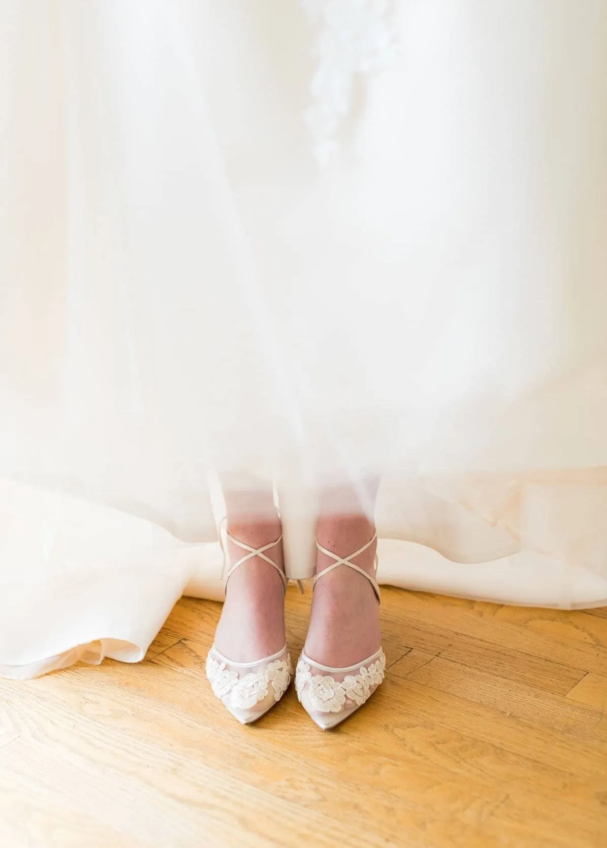 Amelia Floral Lace Wedding Heels in Ivory