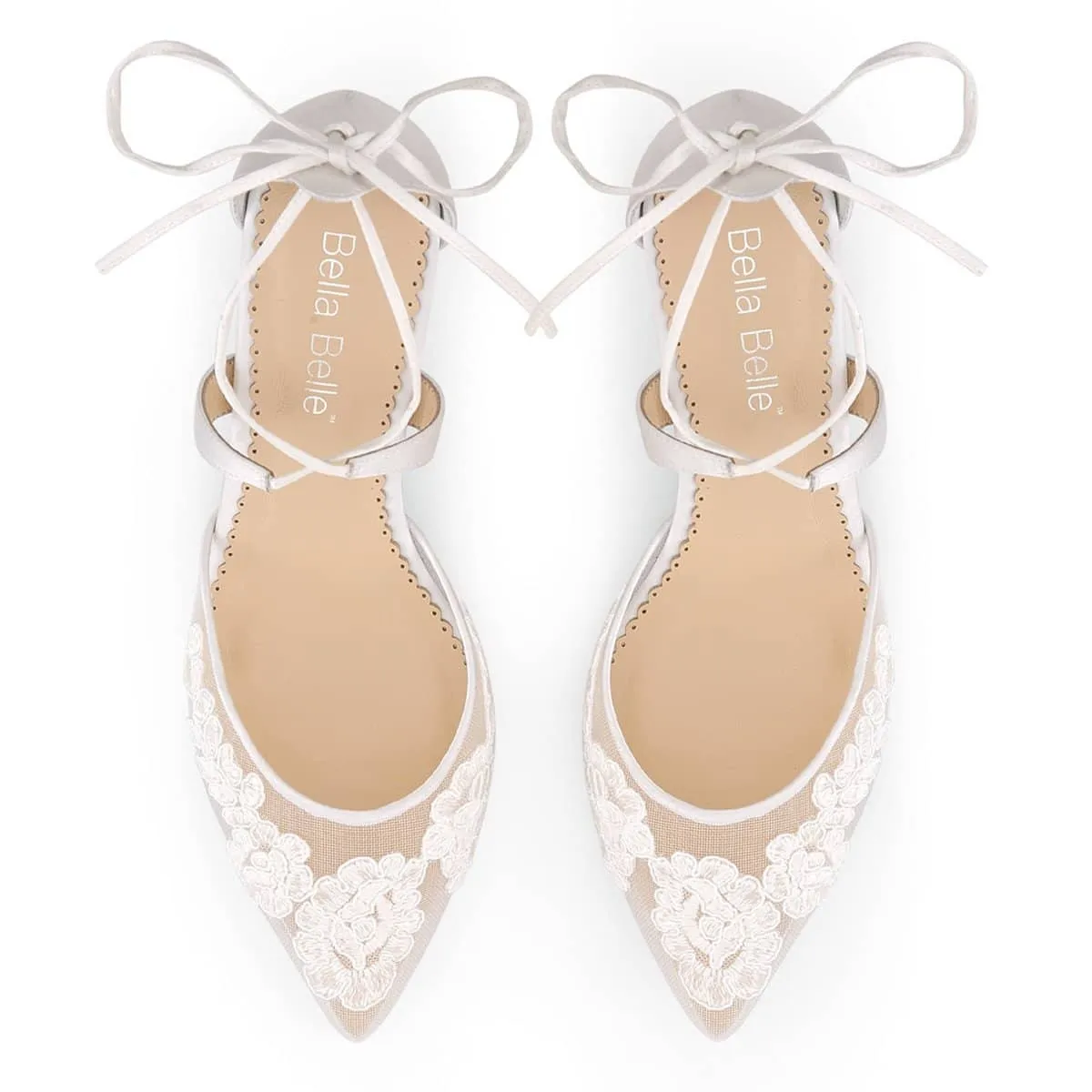 Amelia Floral Lace Wedding Heels in Ivory