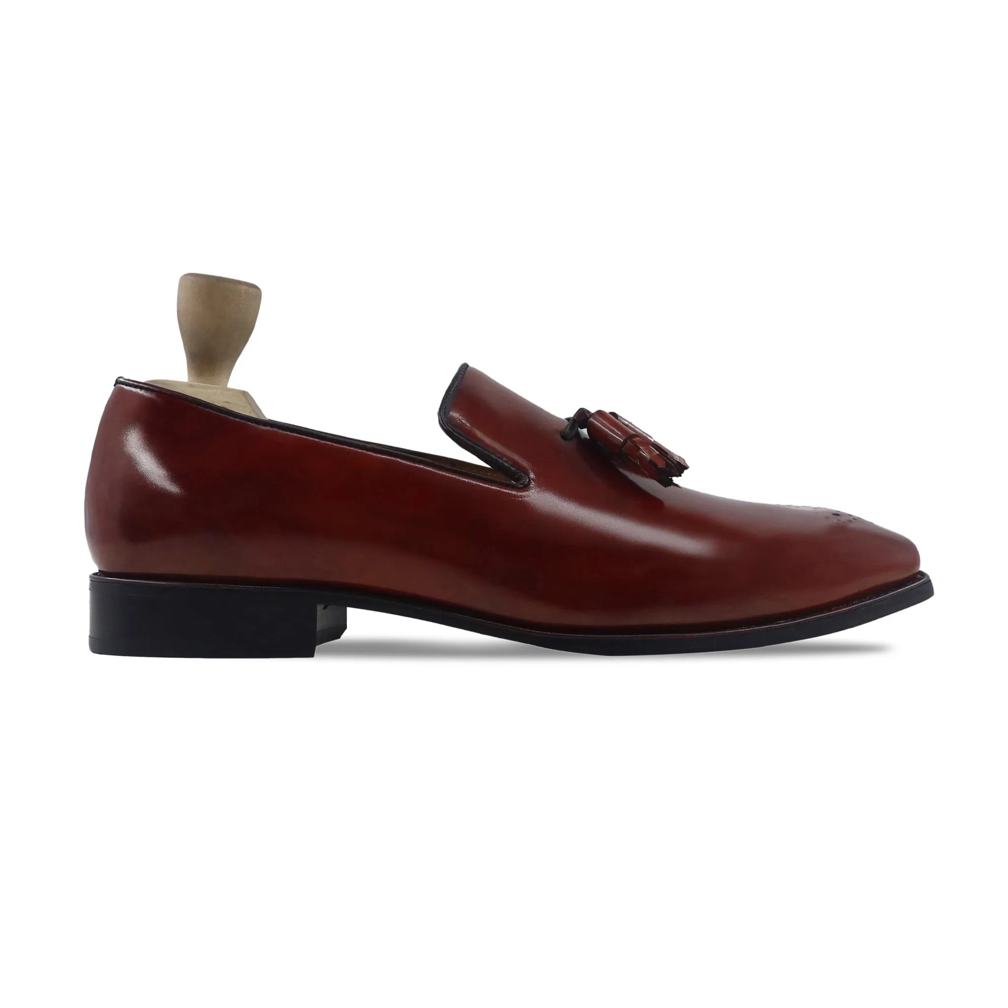 Ansel - Men's Oxblood Box Leather High Shine Loafer