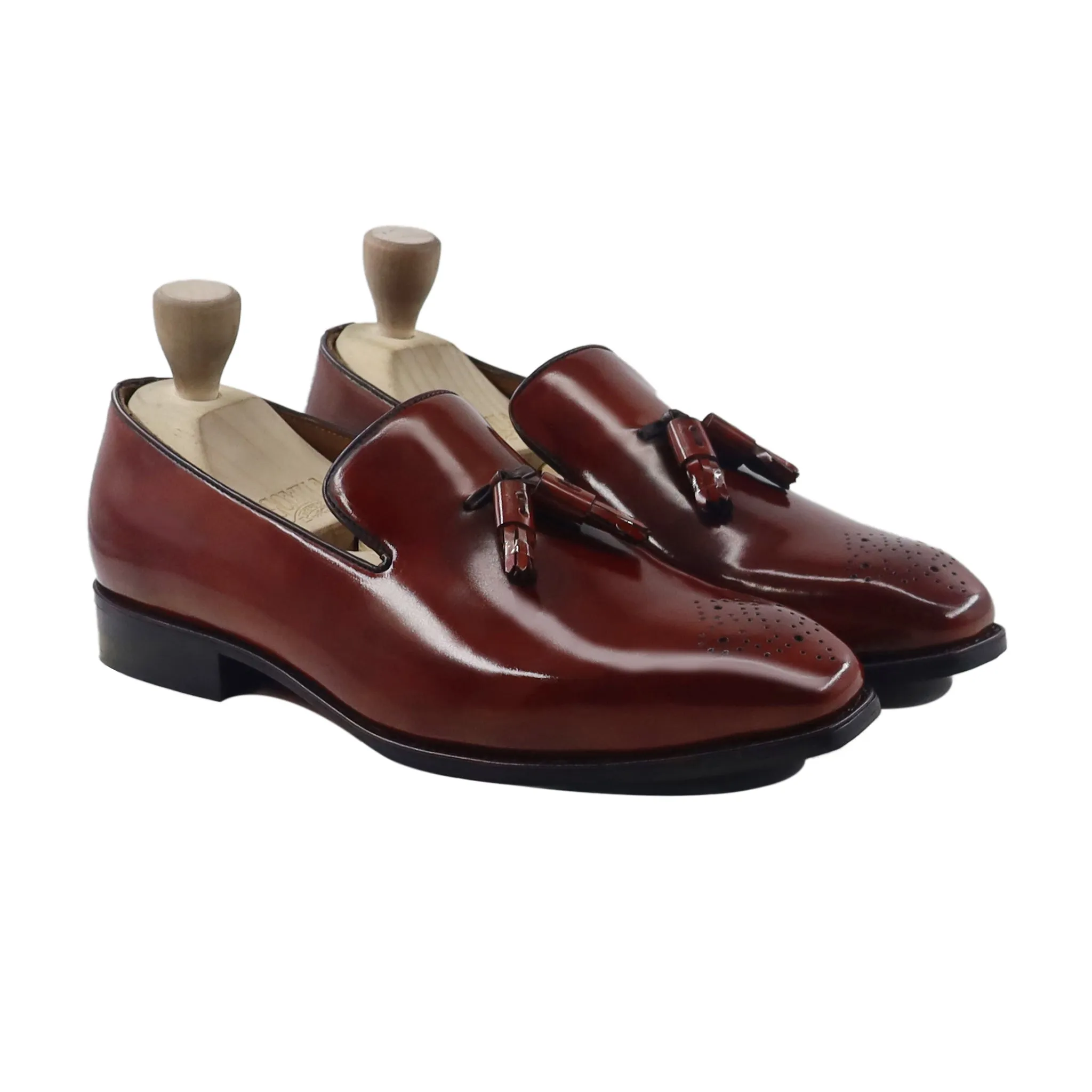 Ansel - Men's Oxblood Box Leather High Shine Loafer