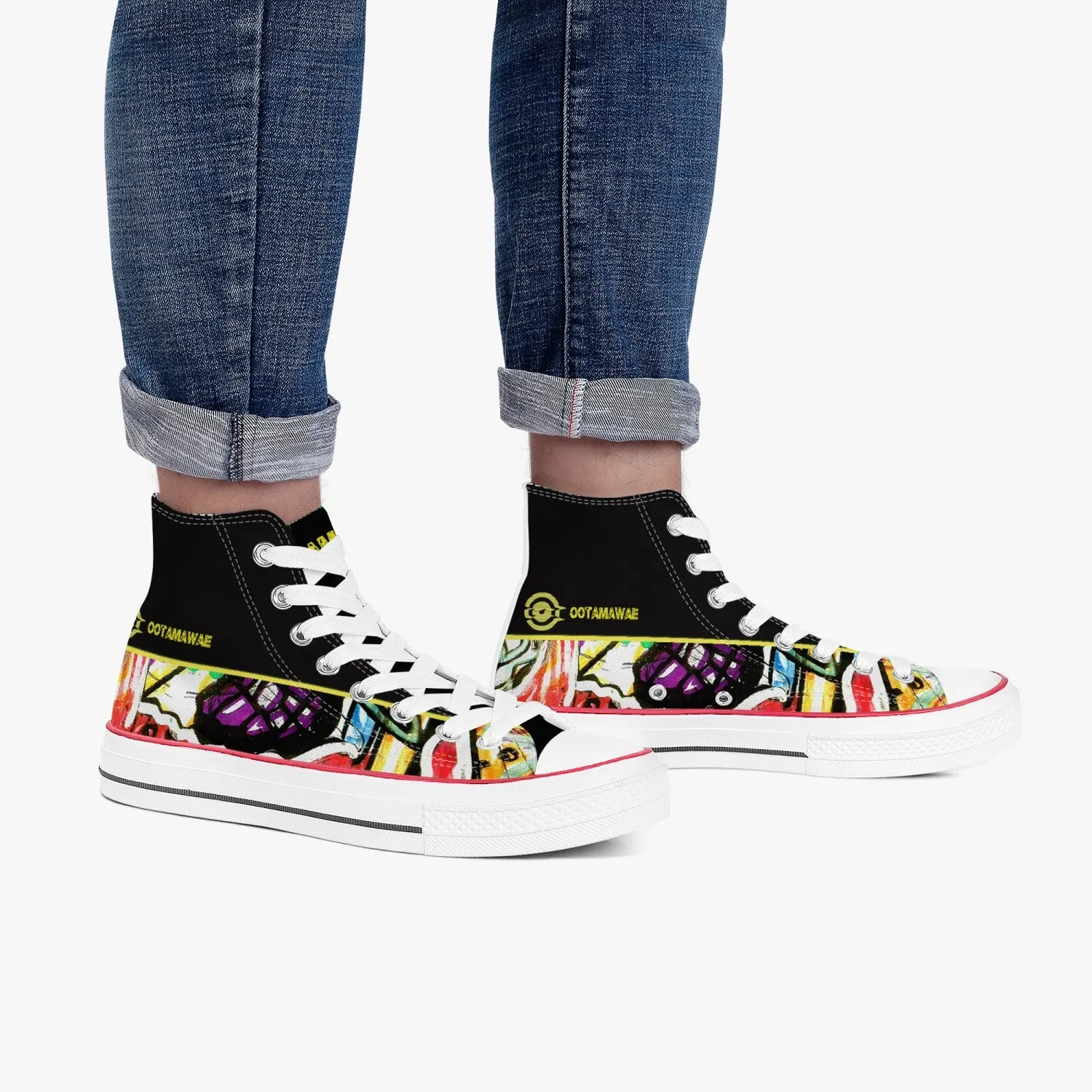 Art in High Canvas Shoes - Black