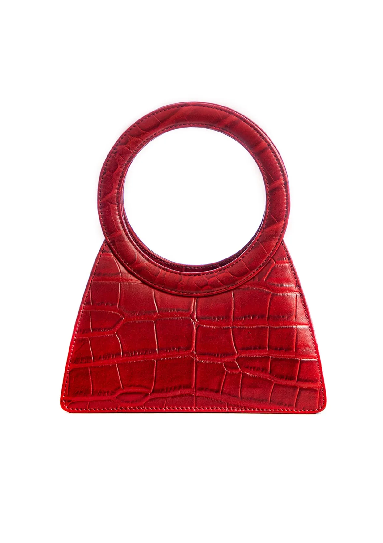 Aseela Crocodile-Print Top-Handle Leather Bag