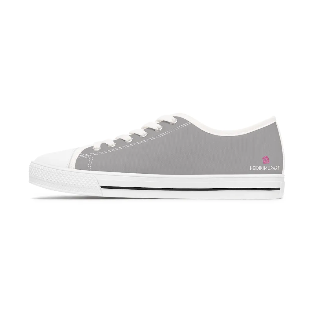 Ash Gray Color Ladies' Sneakers, Solid Grey Color Women's Canvas Fashion Low Top Sneakers (US Size: 5.5-12)