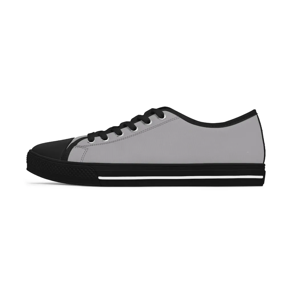 Ash Gray Color Ladies' Sneakers, Solid Grey Color Women's Canvas Fashion Low Top Sneakers (US Size: 5.5-12)