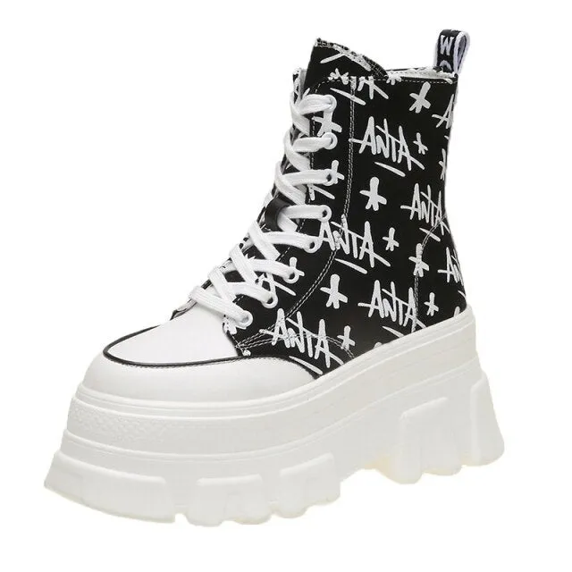 AshoreShop Womens High Platform Leopard High Top Sneaker Shoes