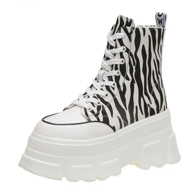 AshoreShop Womens High Platform Leopard High Top Sneaker Shoes