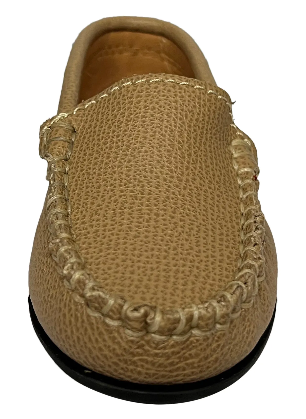 Atlanta Mocassin Boy's & Girl's Originals 015 Plain Vamp Loafers - Beige Little Grainy