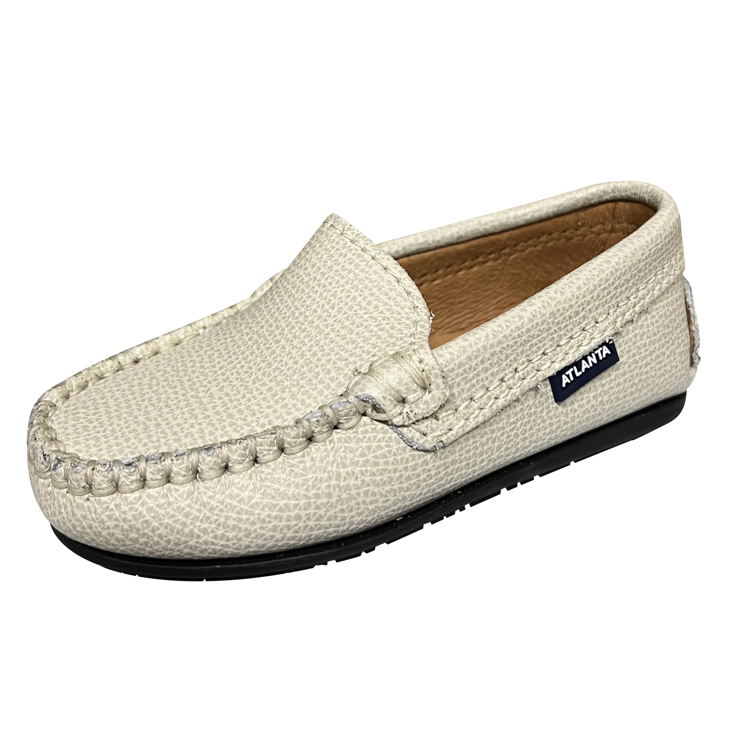 Atlanta Mocassin Boy's & Girl's Originals 015 Plain Vamp Loafers - Sand Little Grainy