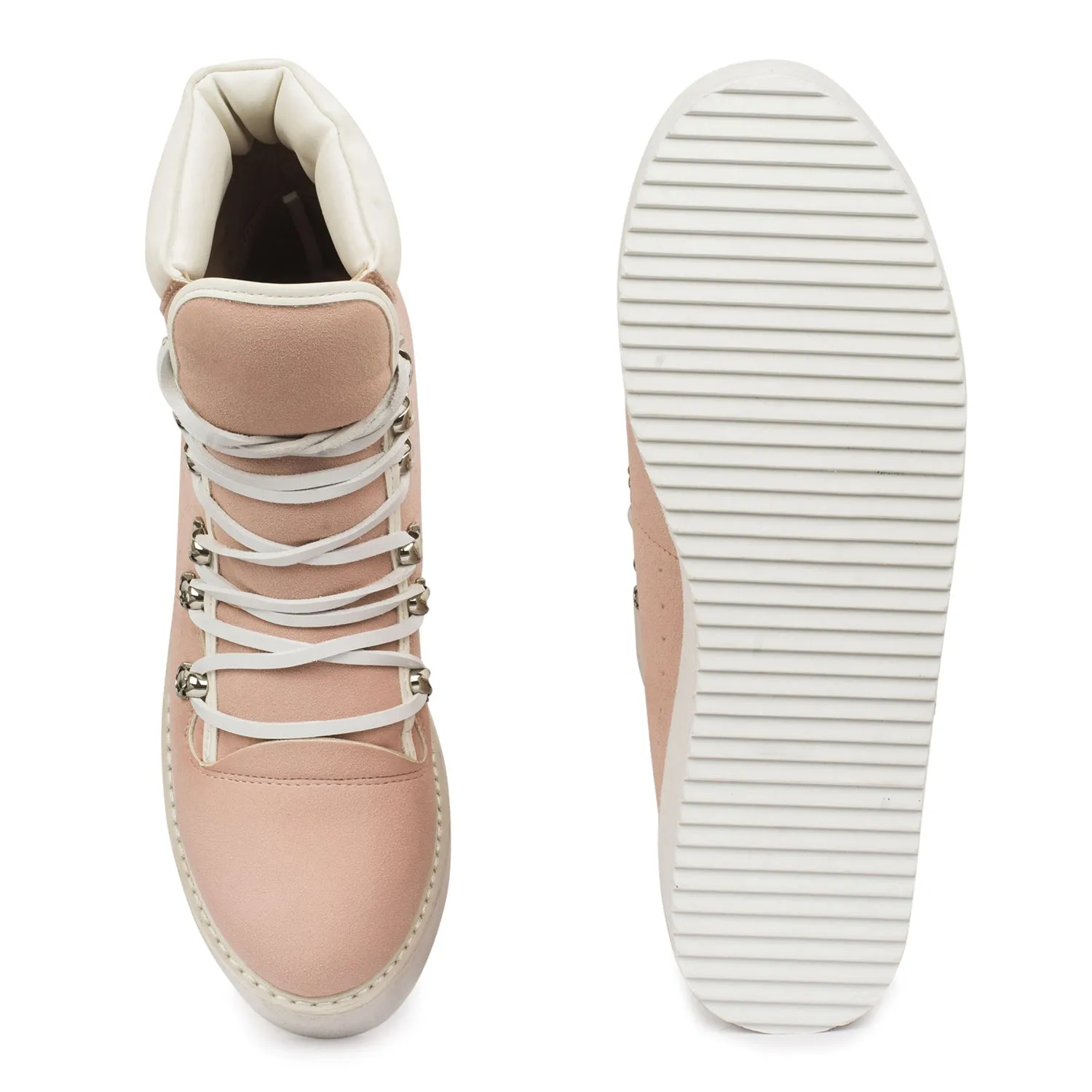 Baby Pink Lace Up High Tops