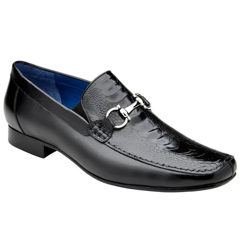 Belvedere Bruno Ostrich & Italian Calfskin Shoes Black Style N0-1026