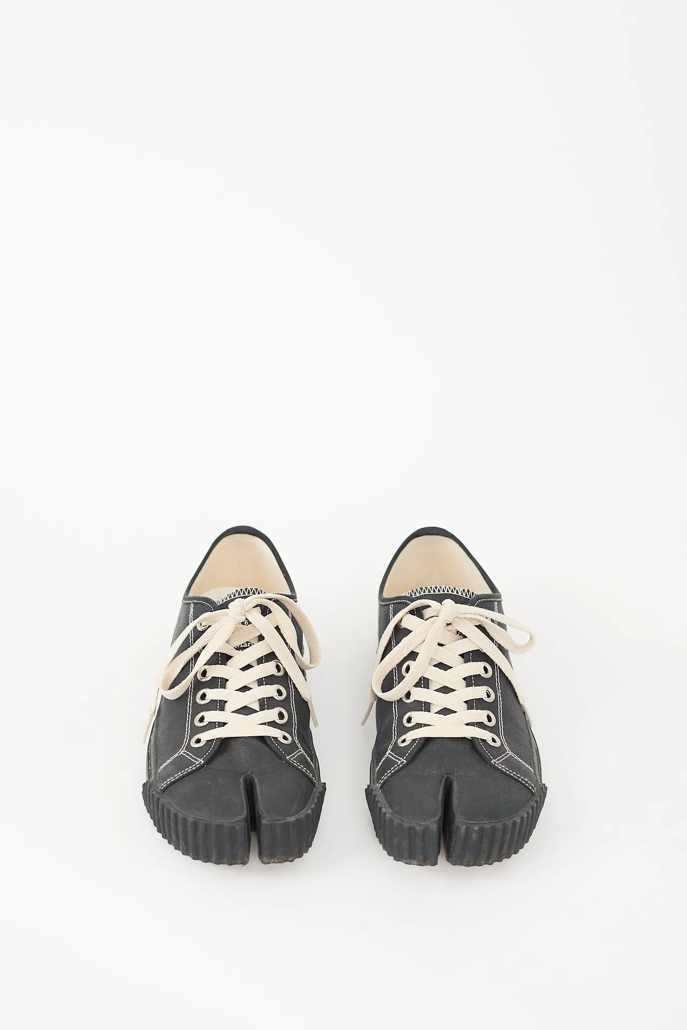 Black & Cream Canvas Tabi Sneaker