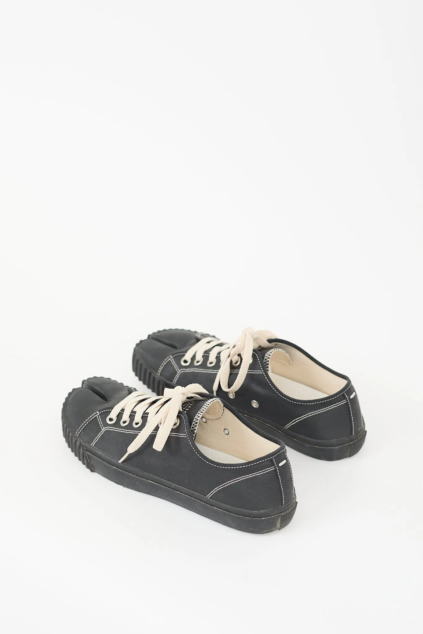 Black & Cream Canvas Tabi Sneaker