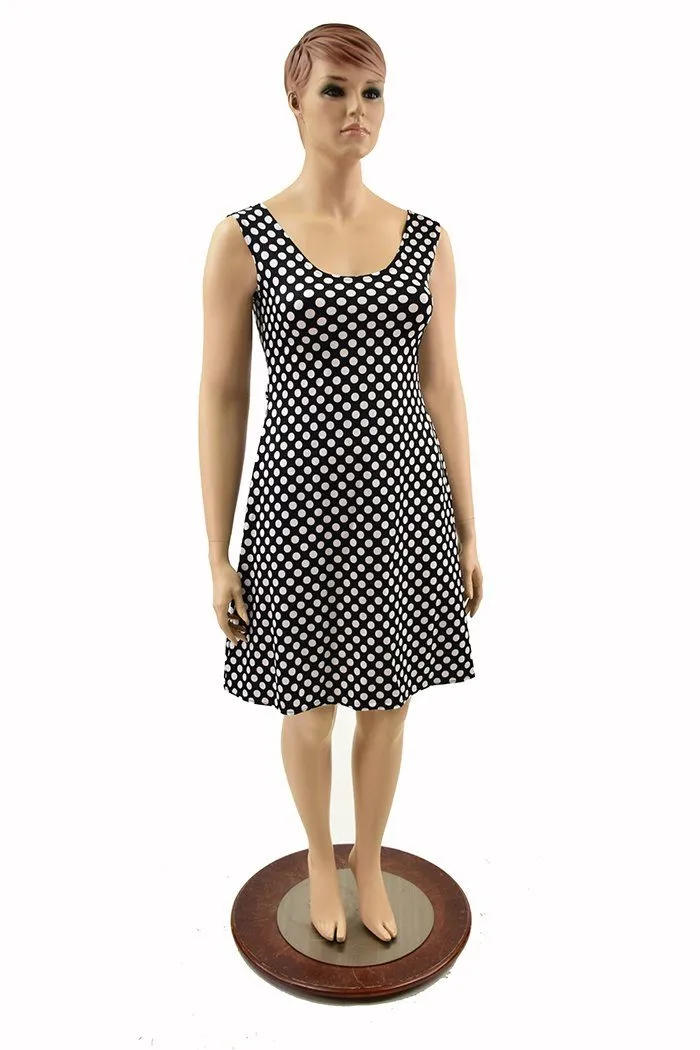 Black & White Polka Dot A Line Tank Dress