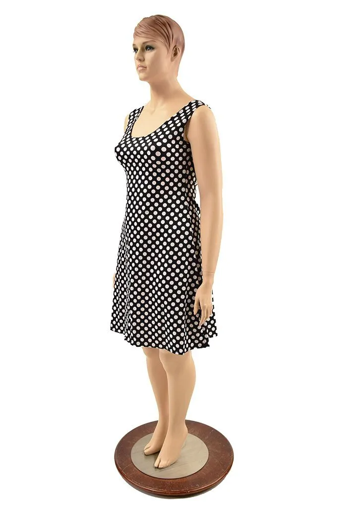 Black & White Polka Dot A Line Tank Dress