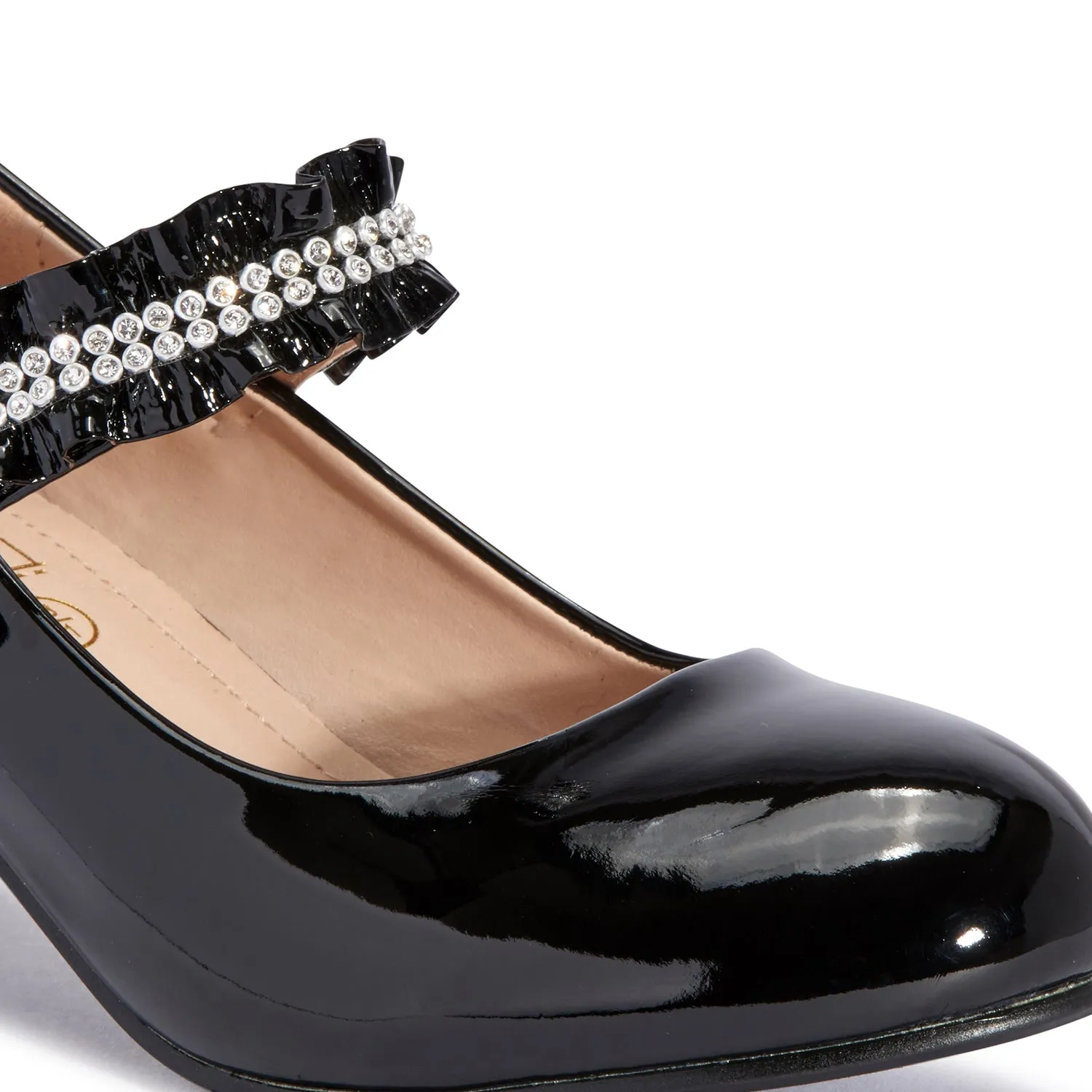 Black Jewelled Kitten Heels