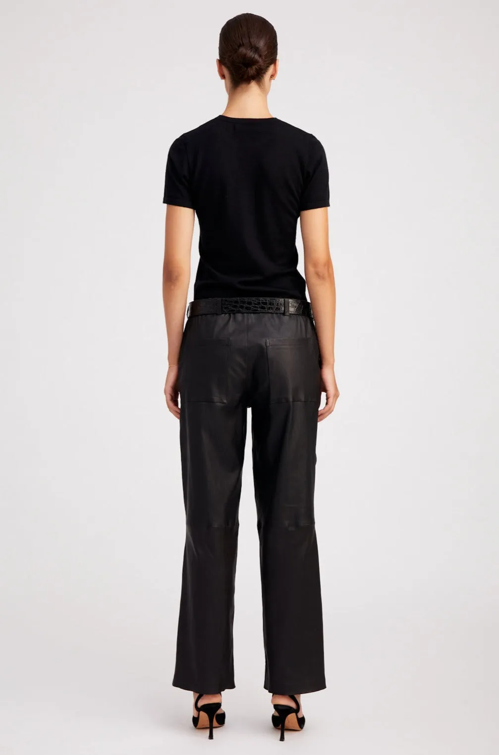 Black Leather Relaxed Trousers