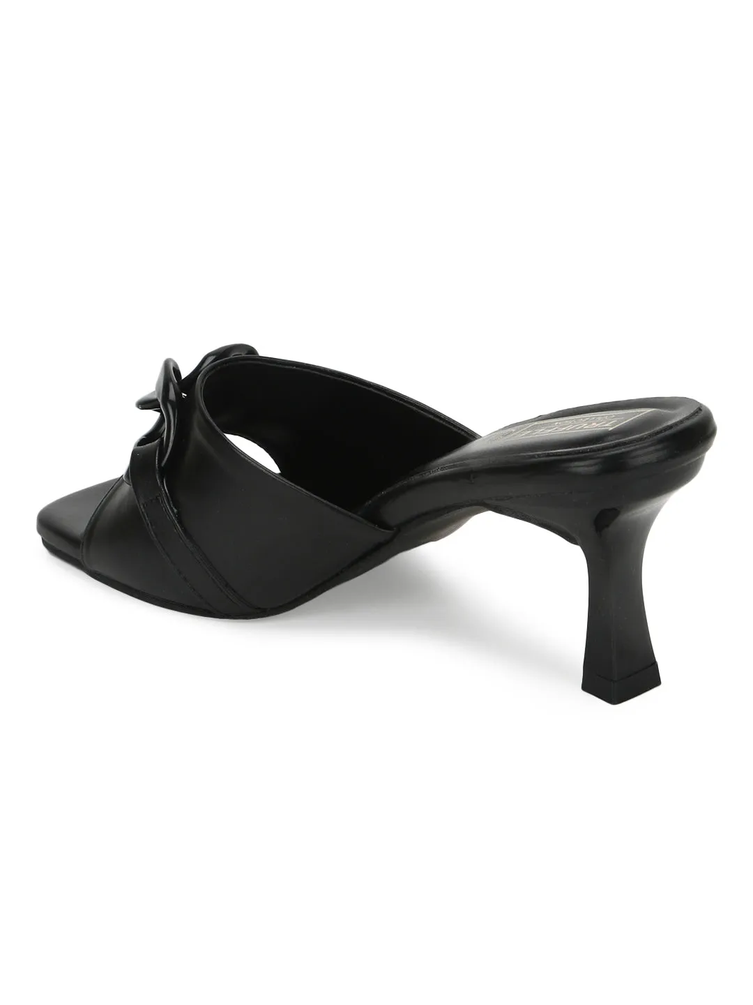 Black PU Chain Pattern Stiletto Mules (TC-SLC-R522-BLK)