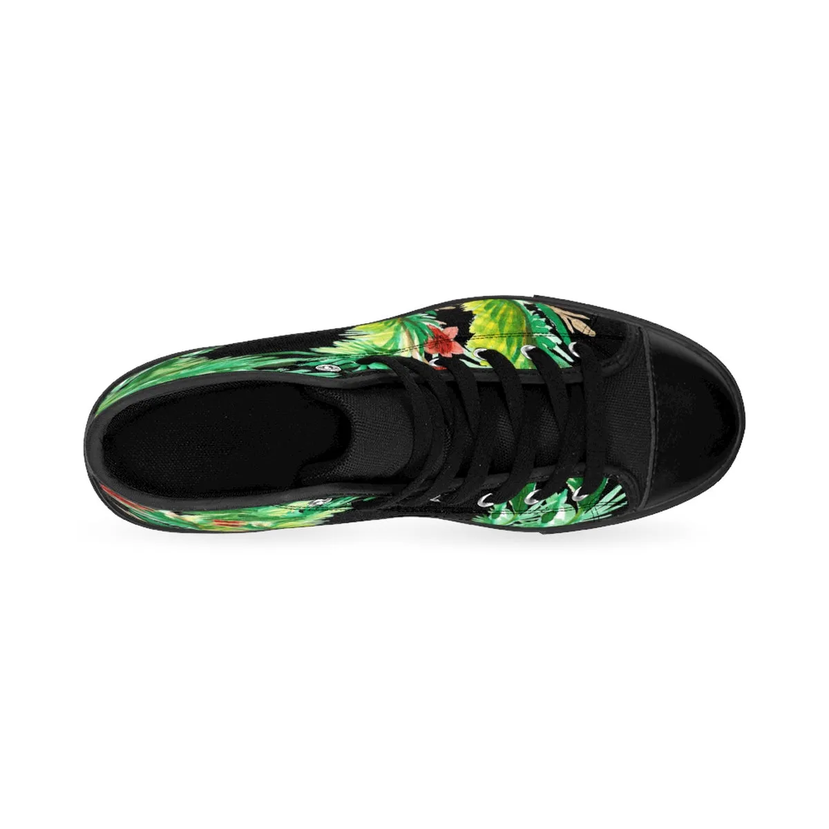 Black Red Floral Men's Sneakers, Fall Floral Print Designer High-top Running Tennis Shoes