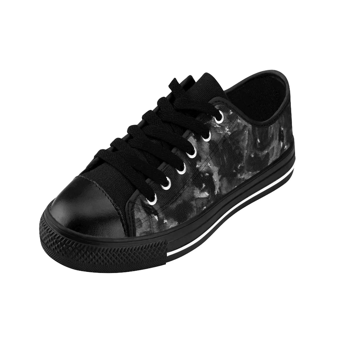 Black Rose Men's Low Tops, Floral Print Tattoos Style Men's Best Low Top Sneakers Running Shoes