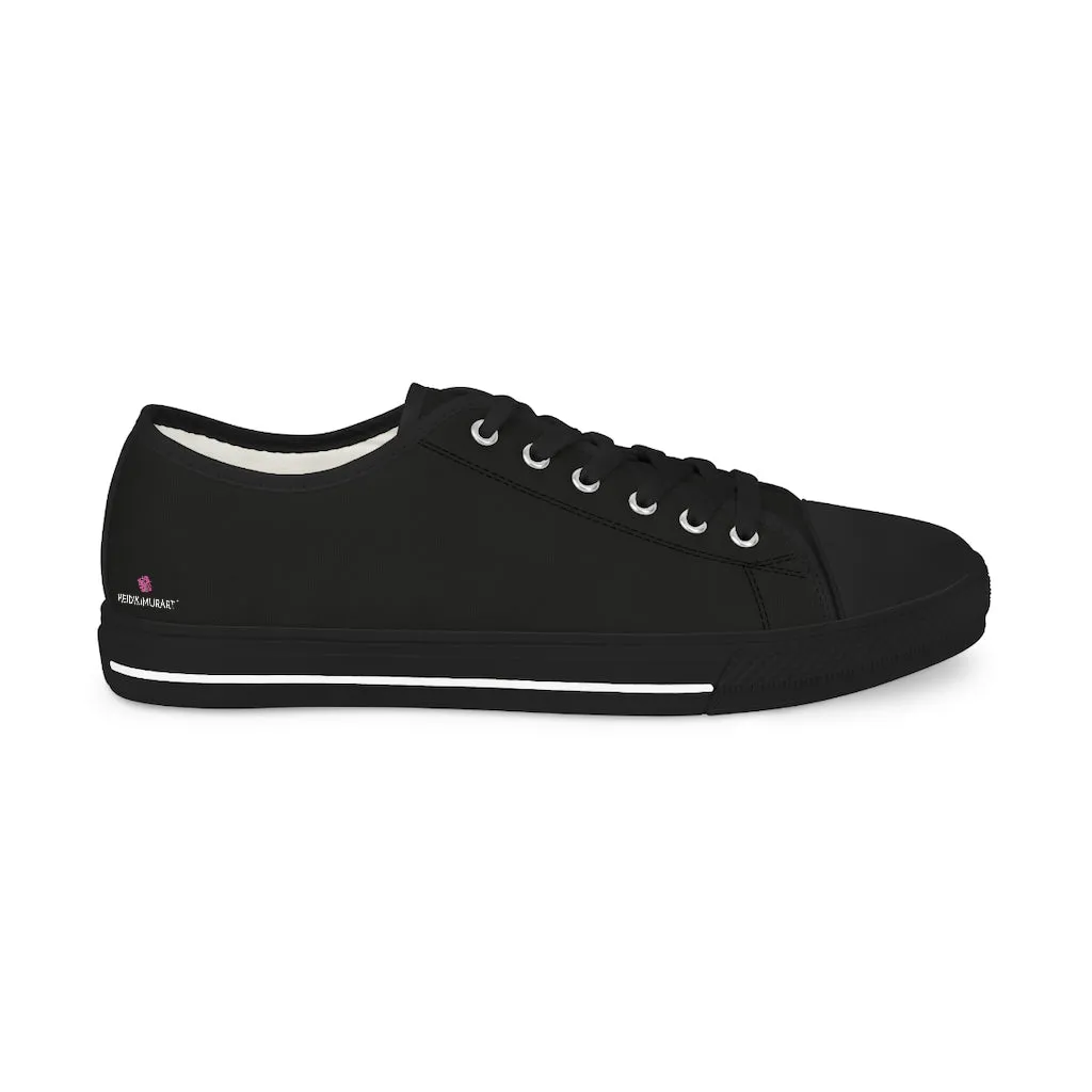 Black Solid Men's Tennis Shoes, Best Solid Color Modern Best Men's Low Top Sneakers (US Size: 5-14)