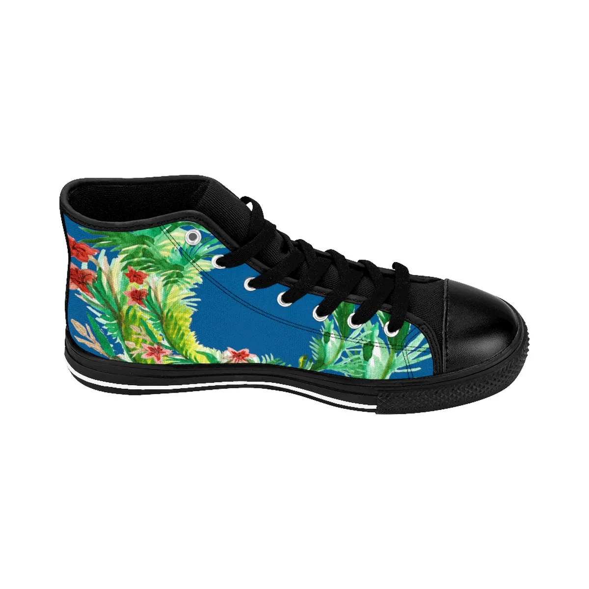 Blue Floral Men's Sneakers, Red Fall Themed Designer High-top Best Running Tennis Shoes