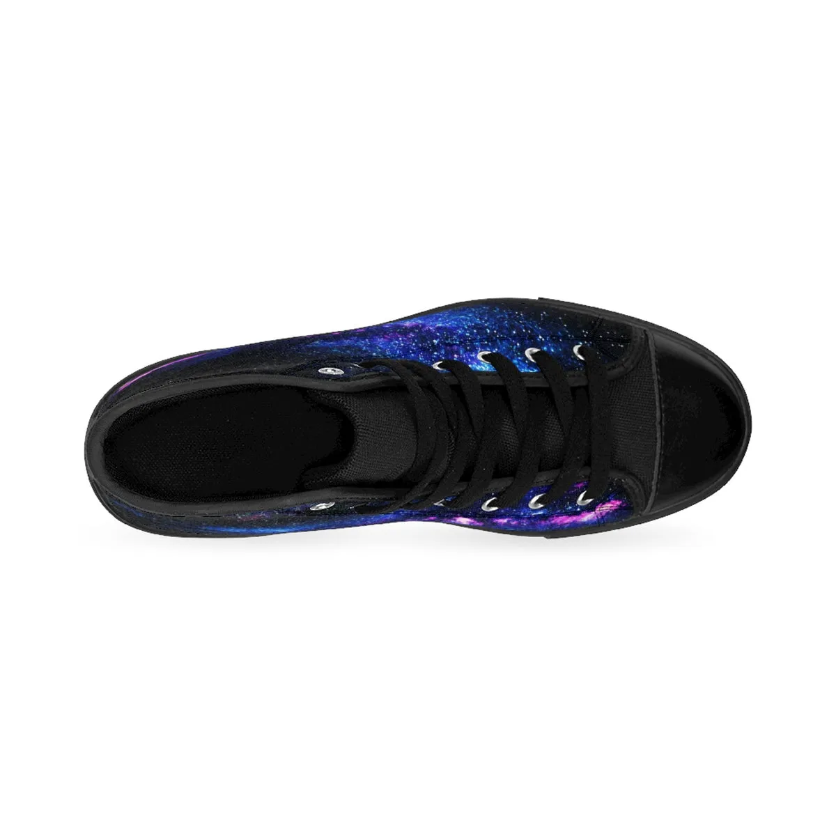 Blue Galaxy Men's High Tops, Purple Space Print High-top Sneakers Tennis Shoes For Men