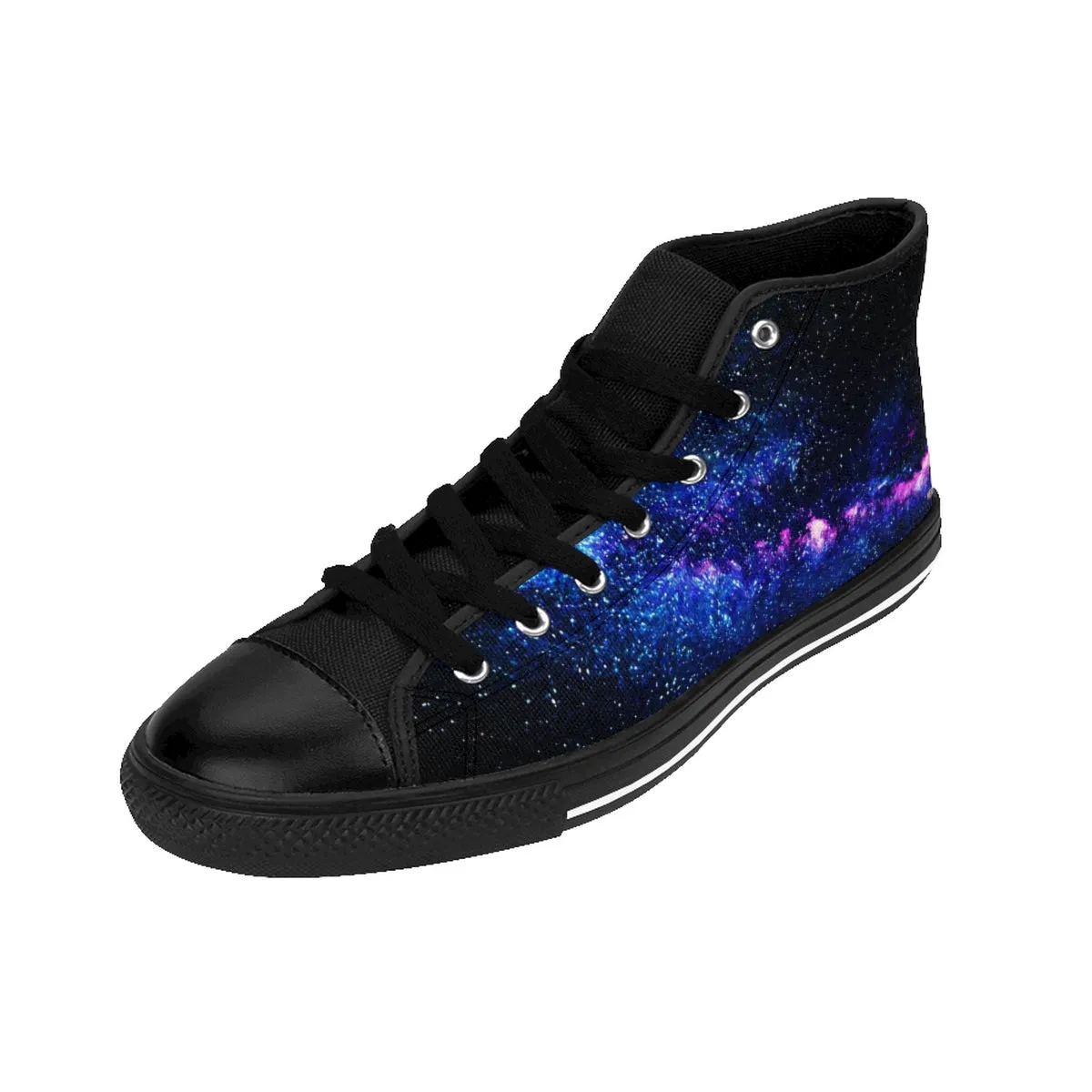 Blue Galaxy Men's High Tops, Purple Space Print High-top Sneakers Tennis Shoes For Men