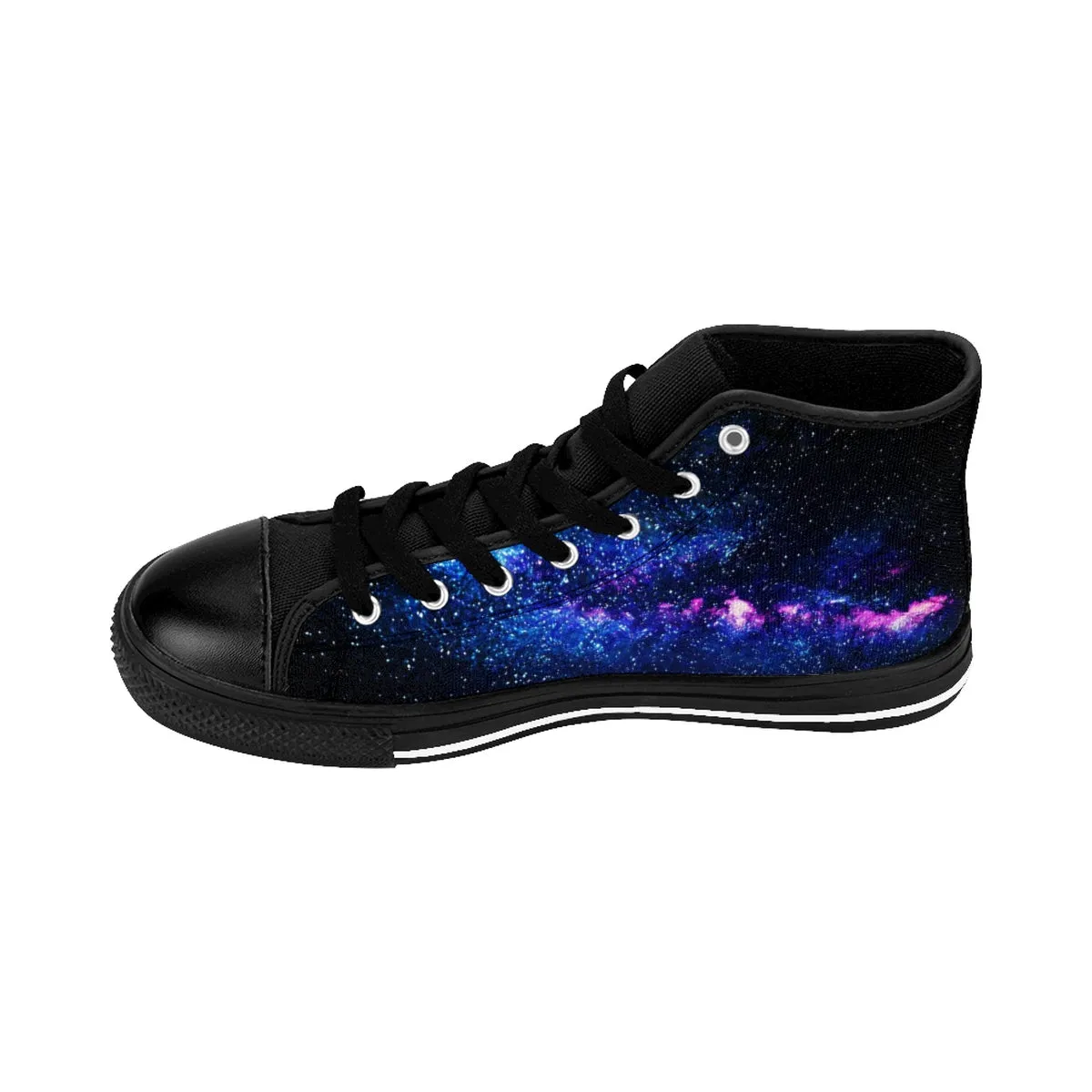 Blue Galaxy Men's High Tops, Purple Space Print High-top Sneakers Tennis Shoes For Men