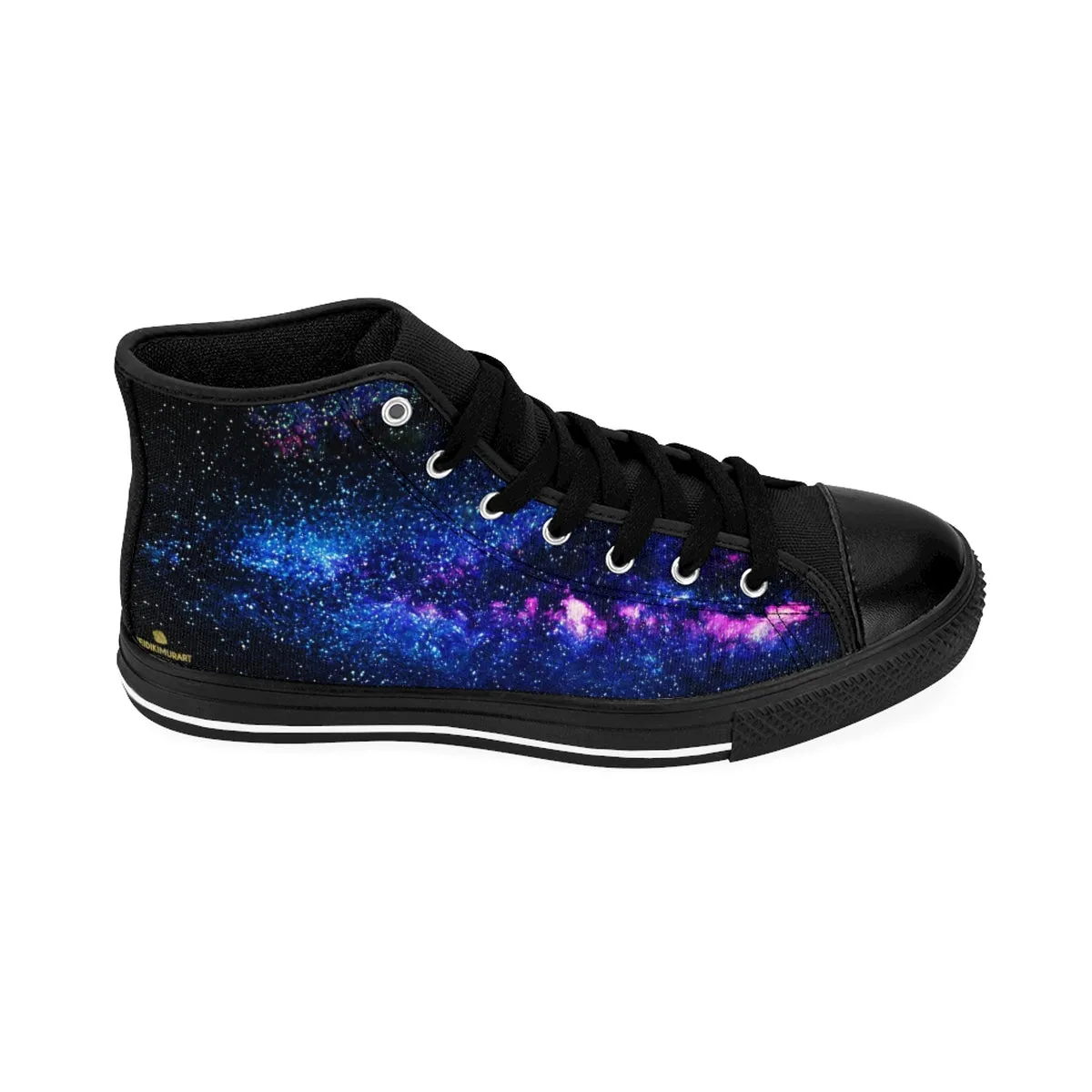 Blue Galaxy Men's High Tops, Purple Space Print High-top Sneakers Tennis Shoes For Men