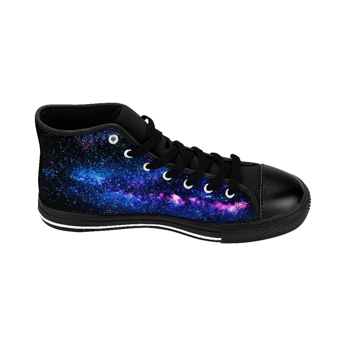 Blue Galaxy Men's High Tops, Purple Space Print High-top Sneakers Tennis Shoes For Men