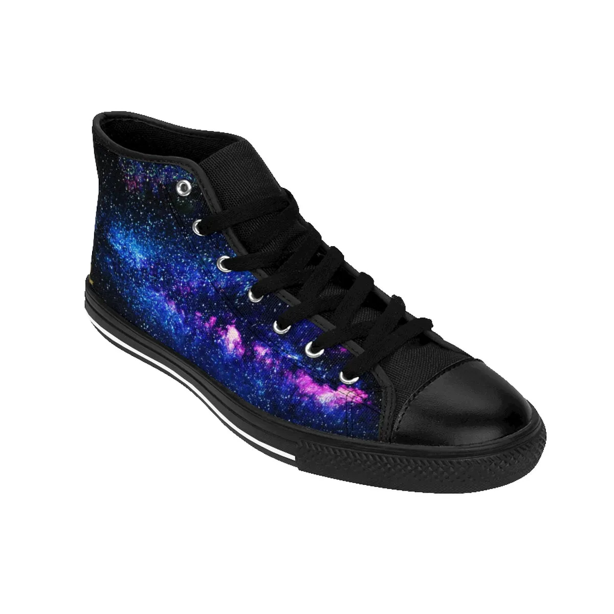 Blue Galaxy Men's High Tops, Purple Space Print High-top Sneakers Tennis Shoes For Men