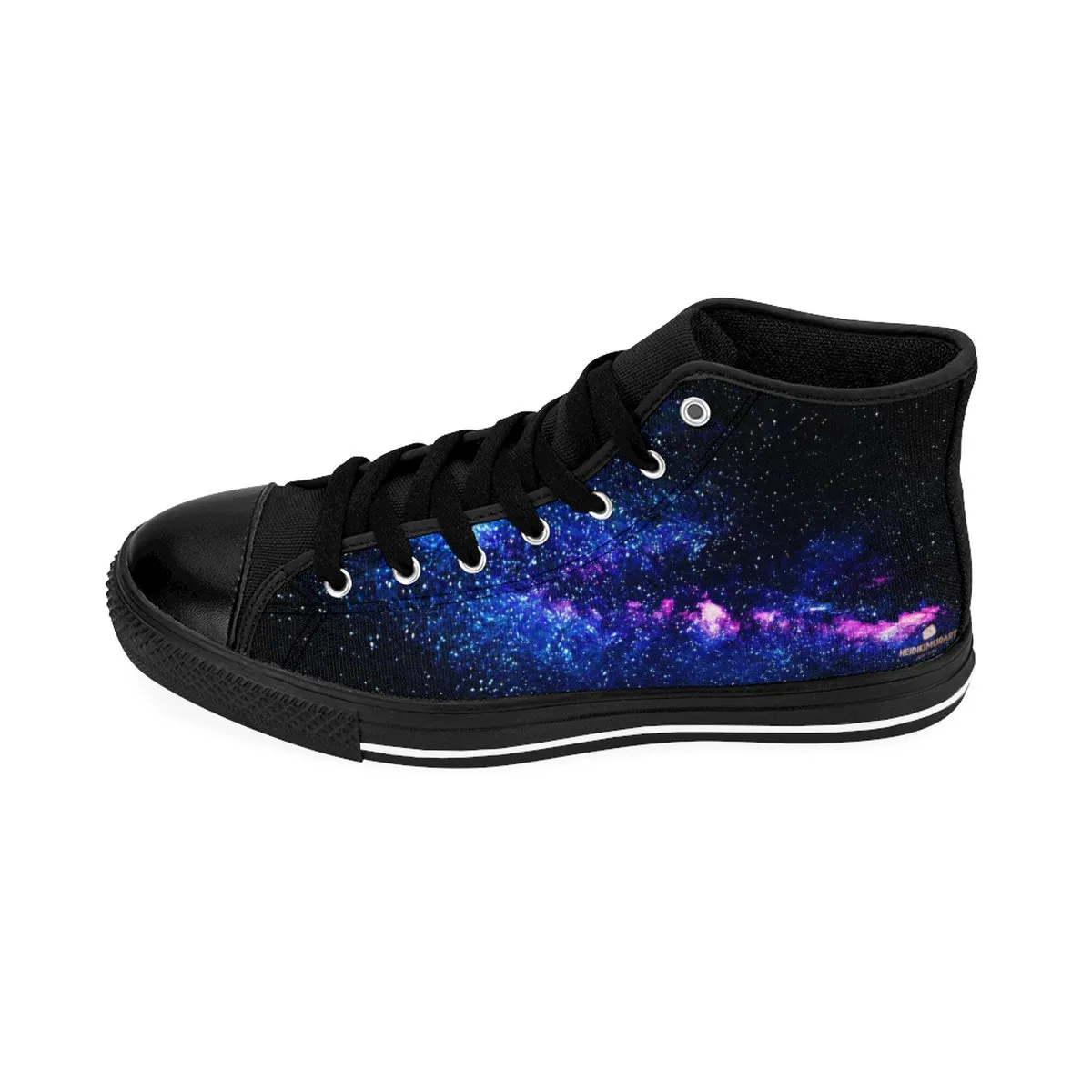 Blue Galaxy Men's High Tops, Purple Space Print High-top Sneakers Tennis Shoes For Men