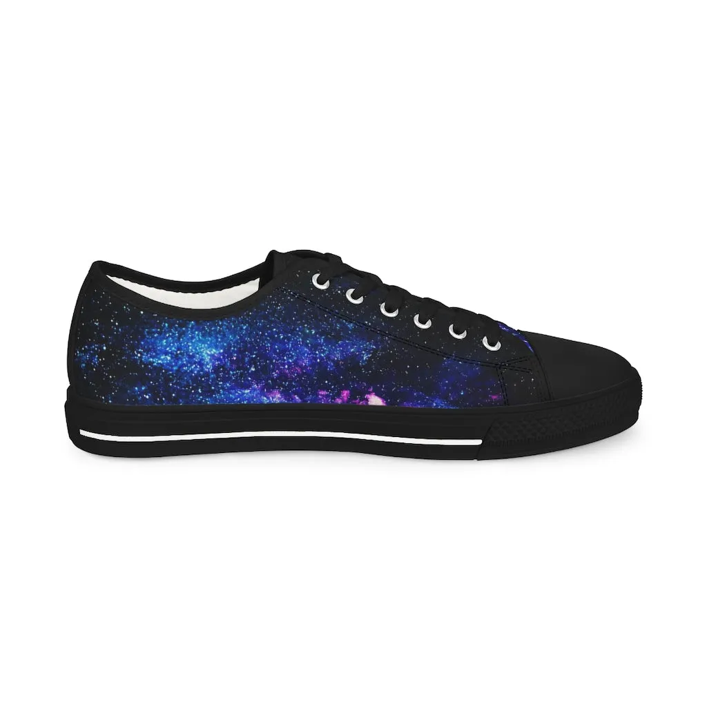 Blue Galaxy Men's Low Tops, Best Space Printed Men's Low Top Canvas Fashion Sneakers (US Size: 5-14)