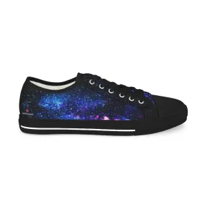 Blue Galaxy Men's Low Tops, Best Space Printed Men's Low Top Canvas Fashion Sneakers (US Size: 5-14)