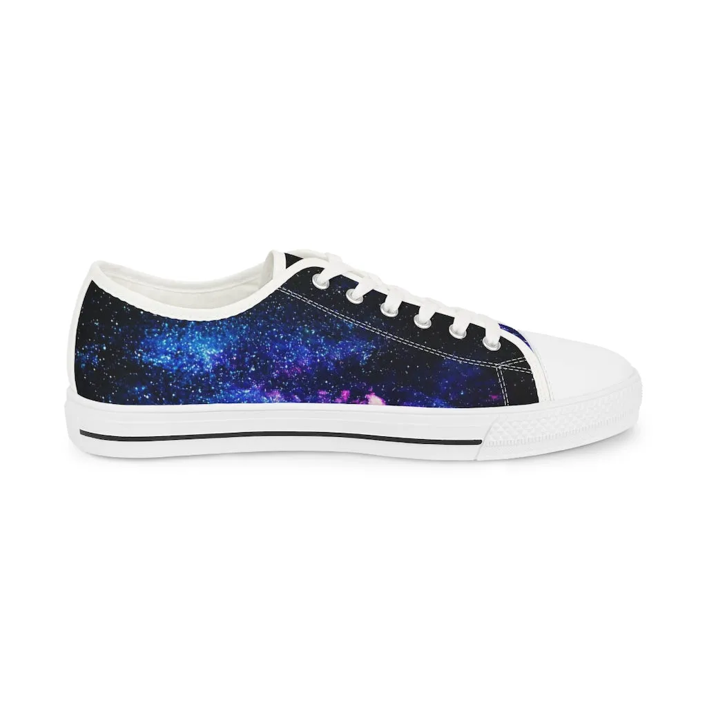 Blue Galaxy Men's Low Tops, Best Space Printed Men's Low Top Canvas Fashion Sneakers (US Size: 5-14)