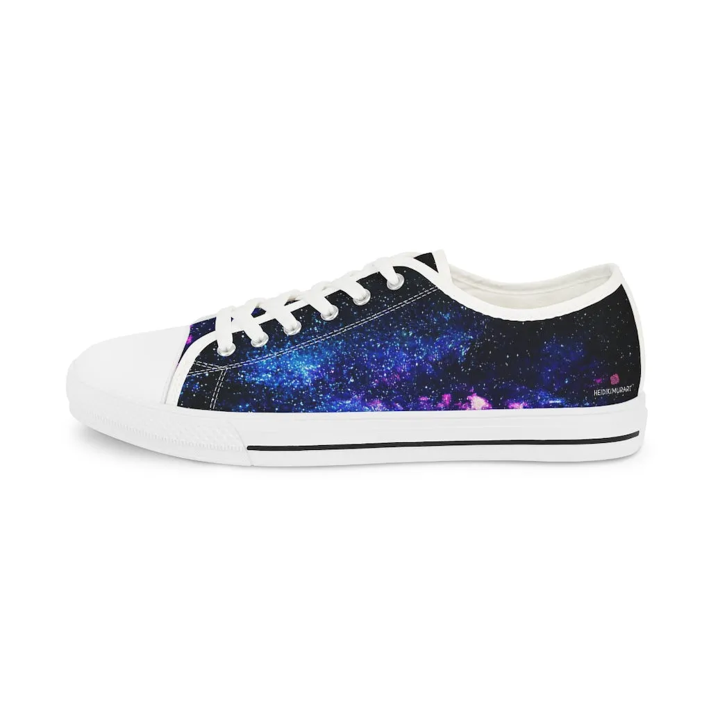 Blue Galaxy Men's Low Tops, Best Space Printed Men's Low Top Canvas Fashion Sneakers (US Size: 5-14)