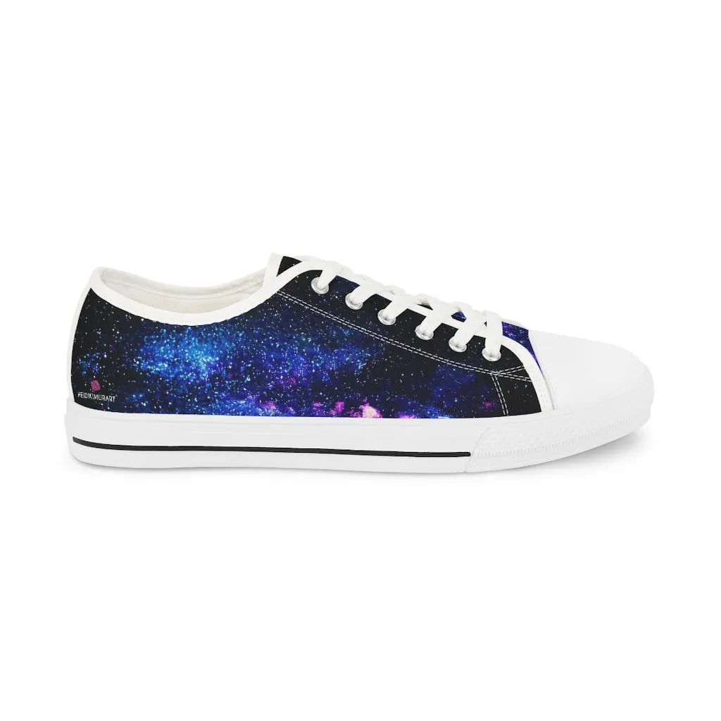 Blue Galaxy Men's Low Tops, Best Space Printed Men's Low Top Canvas Fashion Sneakers (US Size: 5-14)