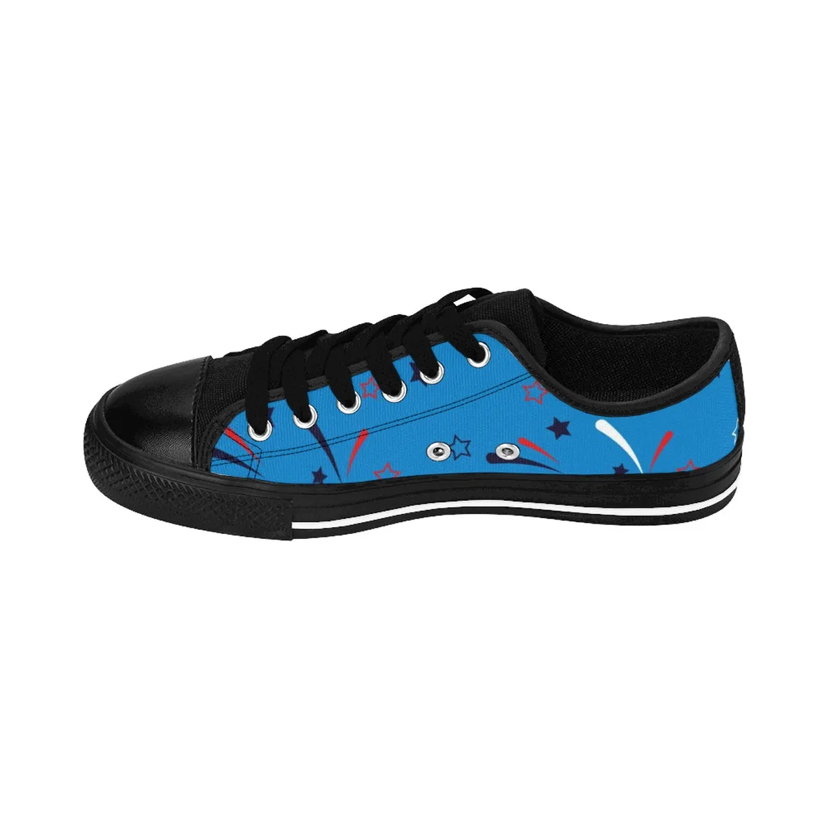 Blue July 4th Men's Sneakers, American Statue Of Liberty Low Top Tennis Running Shoes